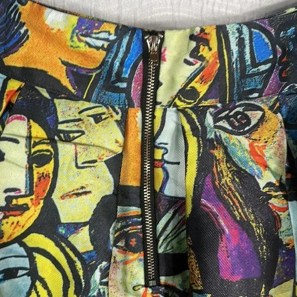 BANJUL Pretty as Picasso Faces Pleated Skirt Art‎ Lover Museum Medium - Picture 5 of 12